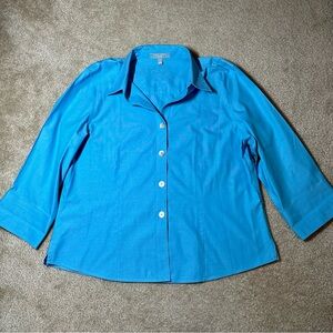 Foxcroft Paityn 3/4 Sleeve Shirt, Turquoise, Size 18, EUC